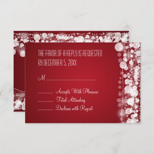 Elegant Wedding UAWG Dotted Red RSVP Karte (Vorne/Hinten)