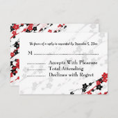 Elegant Wedding UAWG Japanisch Blume Red RSVP Karte (Vorne/Hinten)