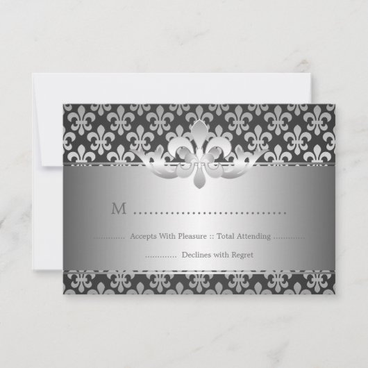 Elegant Wedding UAWG Lilie Black RSVP Karte (Vorderseite)