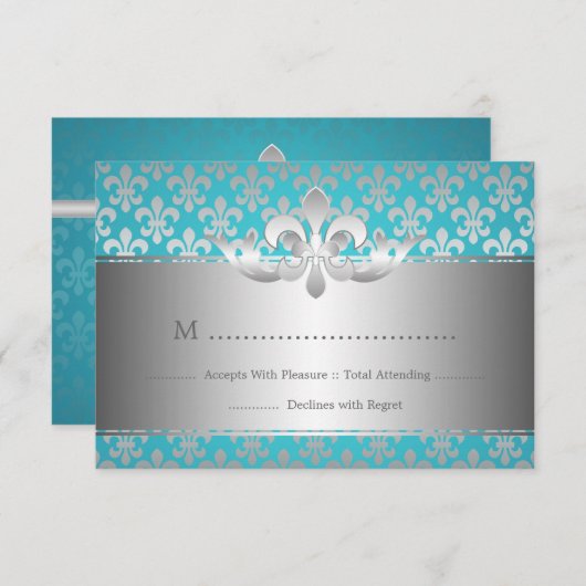 Elegant Wedding UAWG Lilie Blue RSVP Karte (Vorne/Hinten)