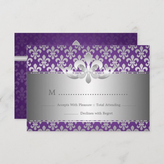 Elegant Wedding UAWG Lilie Lila RSVP Karte (Vorne/Hinten)