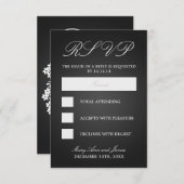 Elegant Wedding UAWG Mit Monogramm Hearts Black RSVP Karte (Vorne/Hinten)