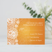 Elegant Wedding UAWG Paisley Lace Orange RSVP Karte (Stehend Vorderseite)