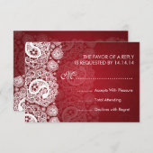 Elegant Wedding UAWG Paisley Lace Red RSVP Karte (Vorne/Hinten)