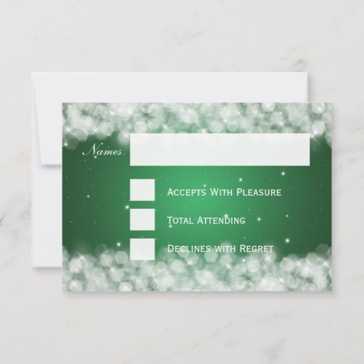 Elegant Wedding UAWG Party Sparkle Emerald Green RSVP Karte (Rückseite)