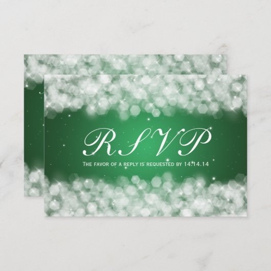 Elegant Wedding UAWG Party Sparkle Emerald Green RSVP Karte (Vorne/Hinten)