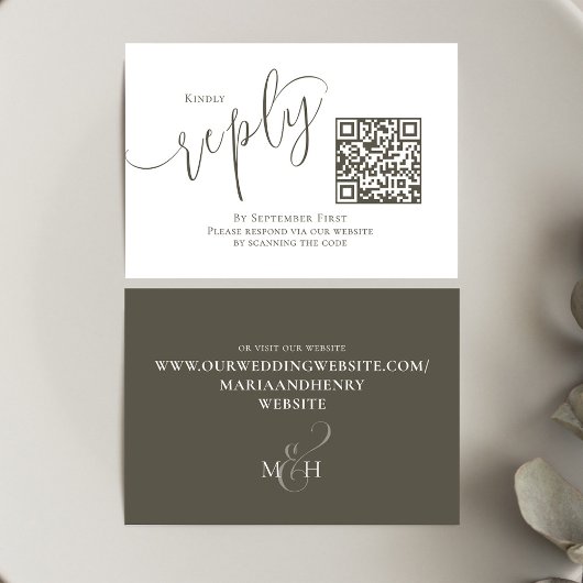 Elegant Wedding UAWG QR Code Einfaches Skript RSVP Karte