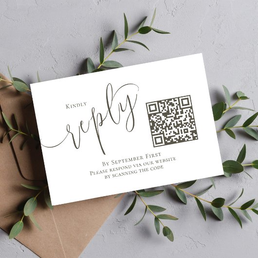 Elegant Wedding UAWG QR Code Einfaches Skript RSVP Karte