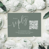 Elegant Wedding UAWG QR Code Grünes Skript RSVP Karte