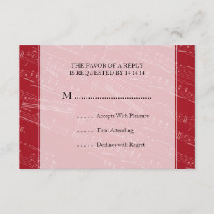 Elegant Wedding UAWG Sheet Music Red RSVP Karte