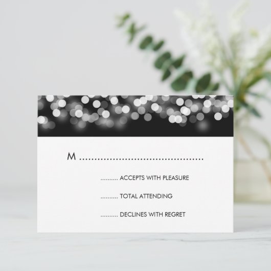 Elegant Wedding UAWG Silver Hollywood Glam RSVP Karte (Stehend Vorderseite)