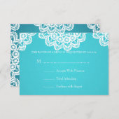 Elegant Wedding UAWG Vintag Lace Blue RSVP Karte (Vorne/Hinten)