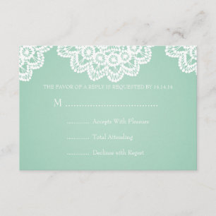 Elegant Wedding UAWG Vintag Lace Mint Green RSVP Karte