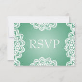 Elegant Wedding UAWG Vintag Lace Mint Green RSVP Karte (Rückseite)