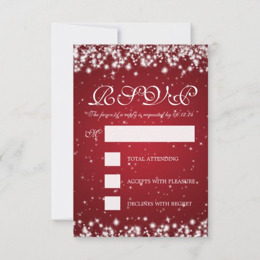 Elegant Wedding UAWG Winter Sparkle Red RSVP Karte
