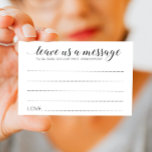 Elegant Wedding Verlasse uns eine Message Advice C Hinweiskarte<br><div class="desc">Diese bezaubernden Hochzeitskarten "verlass uns eine Nachricht" sind eine perfekte Ergänzung zum Gästebuchtisch. Alle Gäste werden von ihren besten Ratschlägen für die Neuvermählten sprechen. Diese Karten enthalten die Worte "verlass uns eine Nachricht, die wir bei unserem ersten Jahrestag lesen können" und enthalten Platz für ihren Namen, die Namen des Ehepaares...</div>