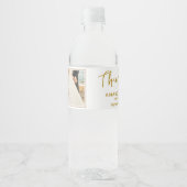 Elegant Wedding Vielen Dank Script Foto Wasserflaschenetikett (Vorderseite)