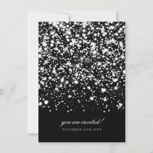 Elegant Wedding Vow Renewal Silver Midnight Glam Einladung (Rückseite)