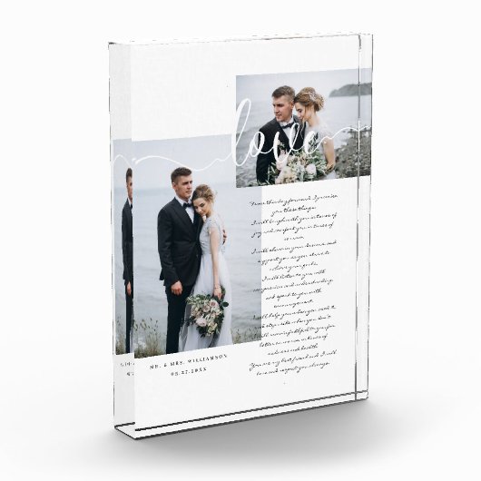 Elegant Wedding Vows Liebe Script Minimal Zwei Fot Fotoblock (Links)