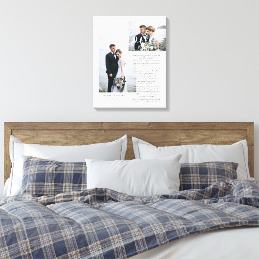 Elegant Wedding Vows Liebe Script Minimal Zwei Fot Leinwanddruck (Insitu (Schlafzimmer))