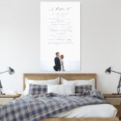 Elegant Wedding Vows Liebe Script Minimales Foto Leinwanddruck (Insitu (Schlafzimmer))