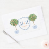 Elegant Wedding Wappen Monogram Vielen Dank Rechteckiger Aufkleber (Umschlag)