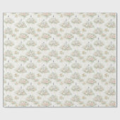 Elegant Wedding Watercolor Church Florals Rings Geschenkpapier (Flach)