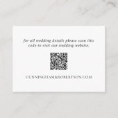 Elegant Wedding Website QR Code Namen & Date Black Begleitkarte (Rückseite)