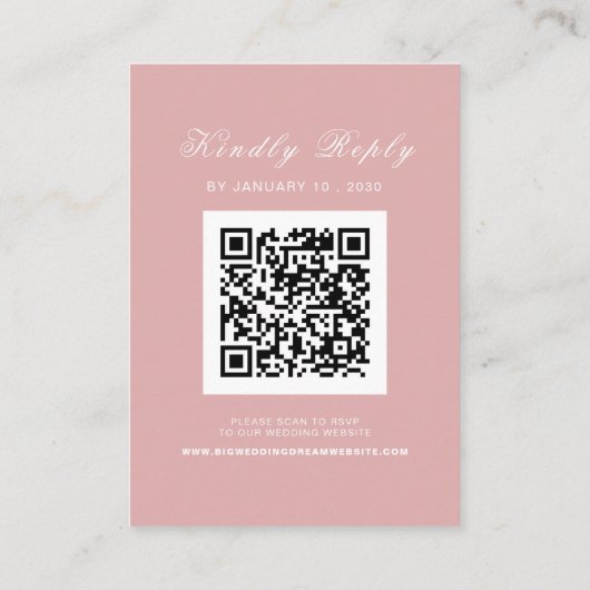 Elegant Wedding Website | UAWG QR-Code-Foto Begleitkarte (Rückseite)