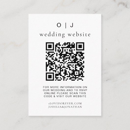 Elegant Wedding Website | UAWG QR-Code-Foto Begleitkarte (Rückseite)