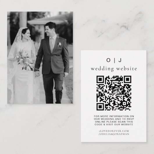 Elegant Wedding Website | UAWG QR-Code-Foto Begleitkarte (Vorne/Hinten)