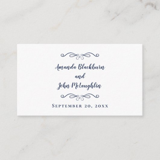 Elegant Wedding Website UAWG QR Code Navy Blue Begleitkarte (Vorderseite)