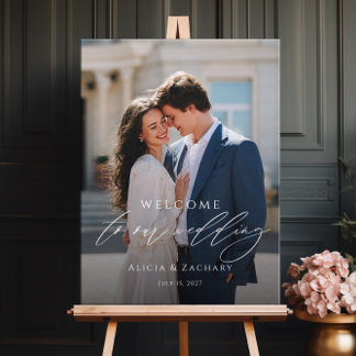 Elegant wedding welcome photo  poster