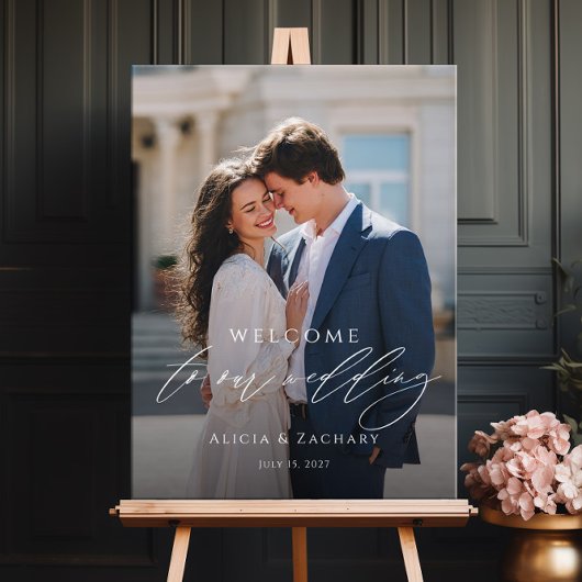 Elegant wedding welcome photo  poster