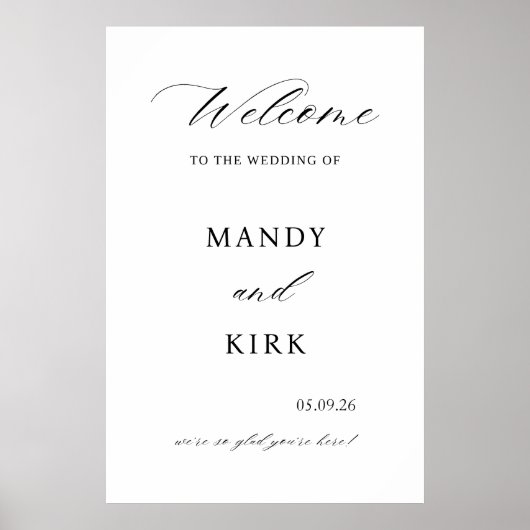 Elegant Wedding Welcome Sign Poster (Vorne)