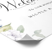 Elegant Wedding Welcome Sign White Blue Floral Poster (Ecke)