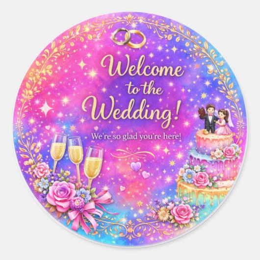 Elegant Wedding Welcome Sticker (Vorderseite)