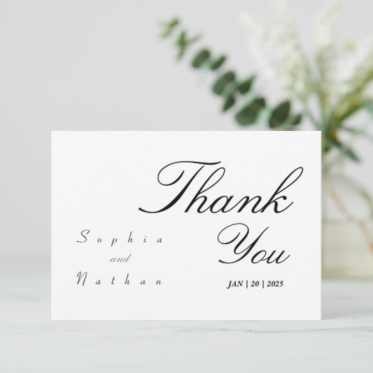 Elegant Wedding White Dankeschön Card Dankeskarte (Stehend Vorderseite)