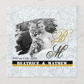 Elegant Wedding Winter Photo / Monogram Ankündigung (Vorderseite)