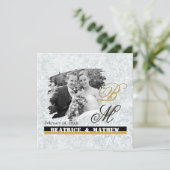 Elegant Wedding Winter Photo / Monogram Ankündigung (Stehend Vorderseite)