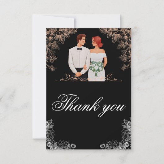Elegant Wedding with Dark Floral  Dankeskarte (Vorderseite)