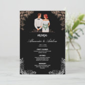 Elegant Wedding with Dark Floral  Menükarte (Stehend Vorderseite)