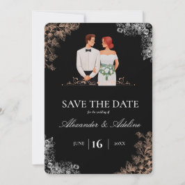 Elegant Wedding with Dark Floral  Save The Date