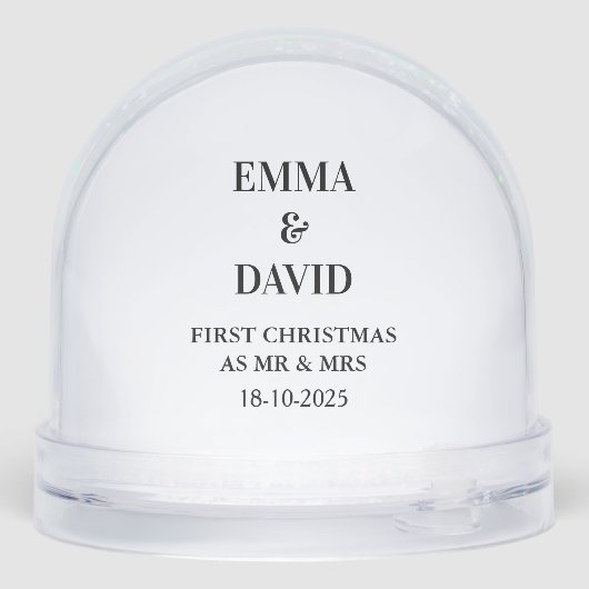 Elegant wedding with photo Newlyweds keepsake Schneekugeln (Rückseite)