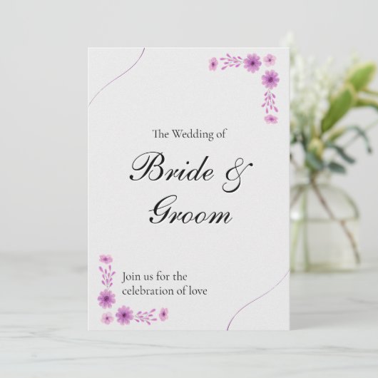 Elegant Wedding with Timeline & QR Code Einladung (Stehend Vorderseite)