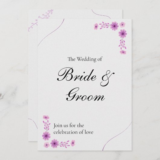 Elegant Wedding with Timeline & QR Code Einladung (Vorne/Hinten)
