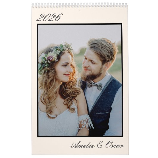 Elegant Wedding Year Large Photo Modern Portrait Kalender (Titelbild)