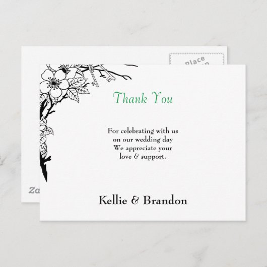 ELEGANT WEDING DANKE SIE KARTE (Vorne/Hinten)