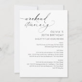 Elegant Weekend Birthday Itinerary Invitation Einladung (Vorderseite)