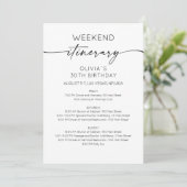 Elegant Weekend Birthday Itinerary Invitation Einladung (Stehend Vorderseite)